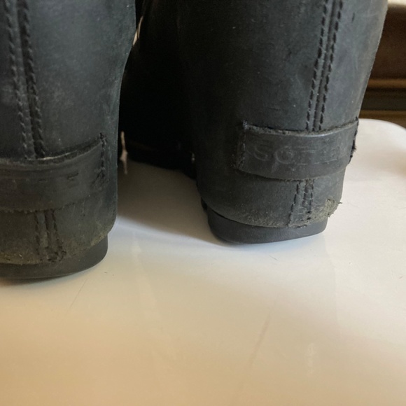 Sorel Black Leather Wedge Lace Up Women’s Size 8.5 - Picture 12 of 14